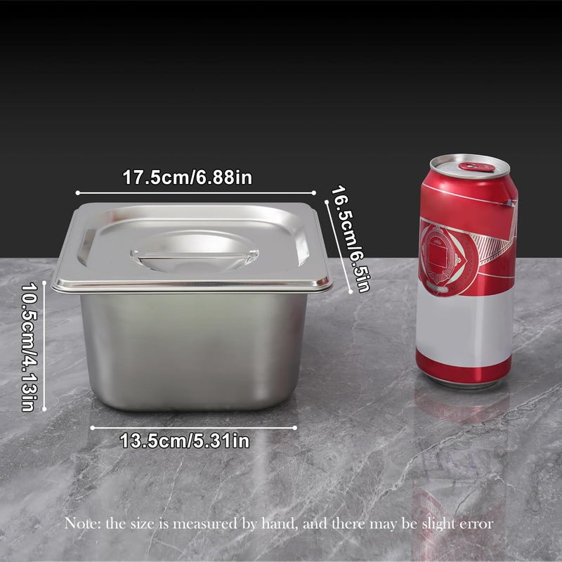 Notakia 6 Pack 4" Deep 1/6 Hotel Pans With Lids Stainless Steel Steam Table Pans Commercial Grade Food Storage Containers for Restaurant, Buffet, and Catering - Image 3